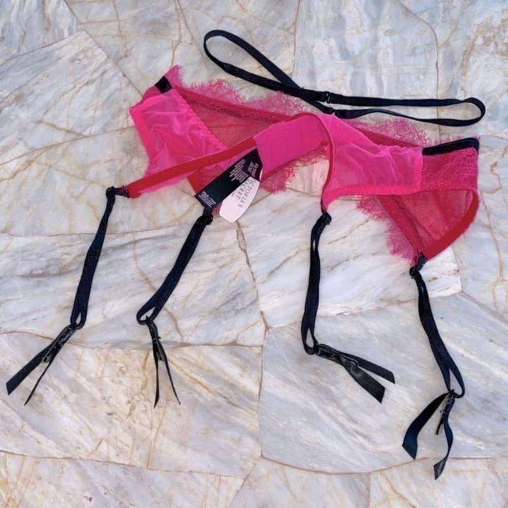 3 piece set VS Bombshell Front-Close 34A & Cut Out Back Panty S & Garter XS/S - Picture 7 of 12